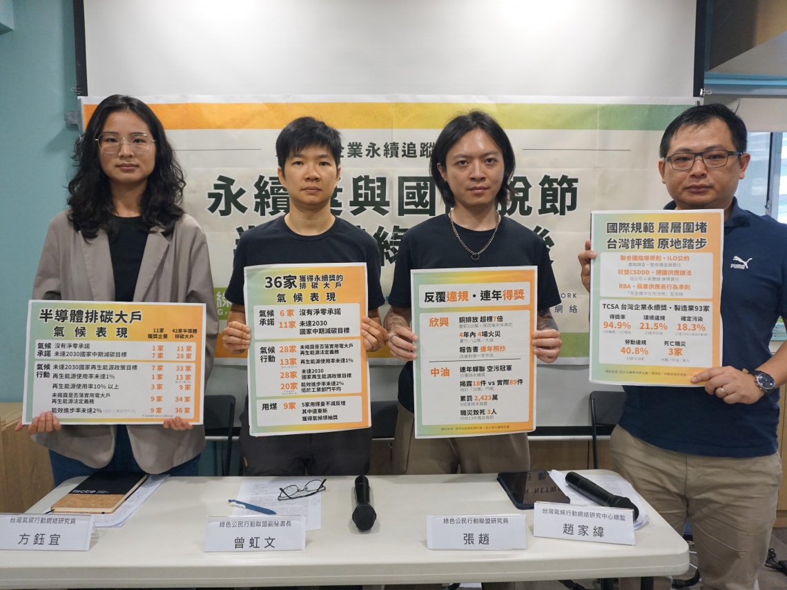 永續獎淪「漂綠」工具？報告揭多家企業連年職災、污染違規照拿獎，半導體業綠電承諾落後國家目標
